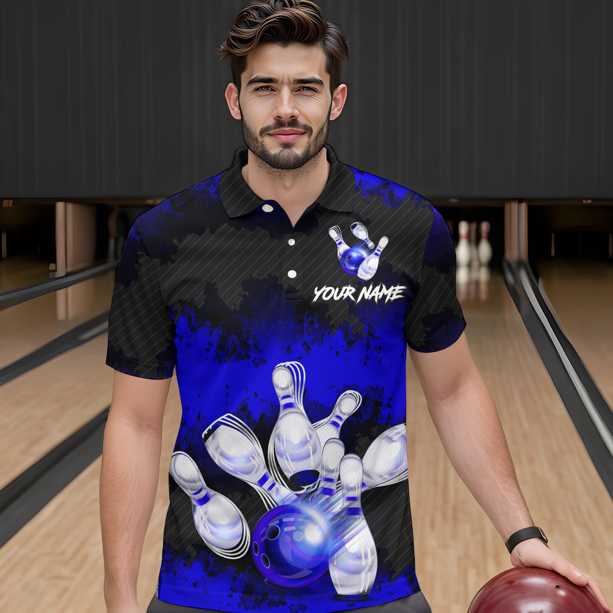 Customize Blue Bowling Shirts for Men Women Team Bowling Polo & 1/4 Zip Shirts MBL81