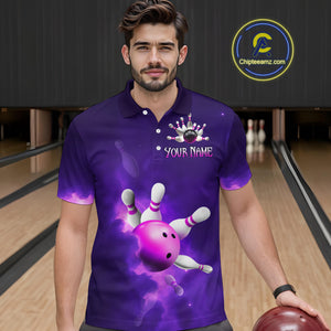 Purple Smoke Bowling Shirts for Women Men Team Custom Bowling Jerseys MBL126