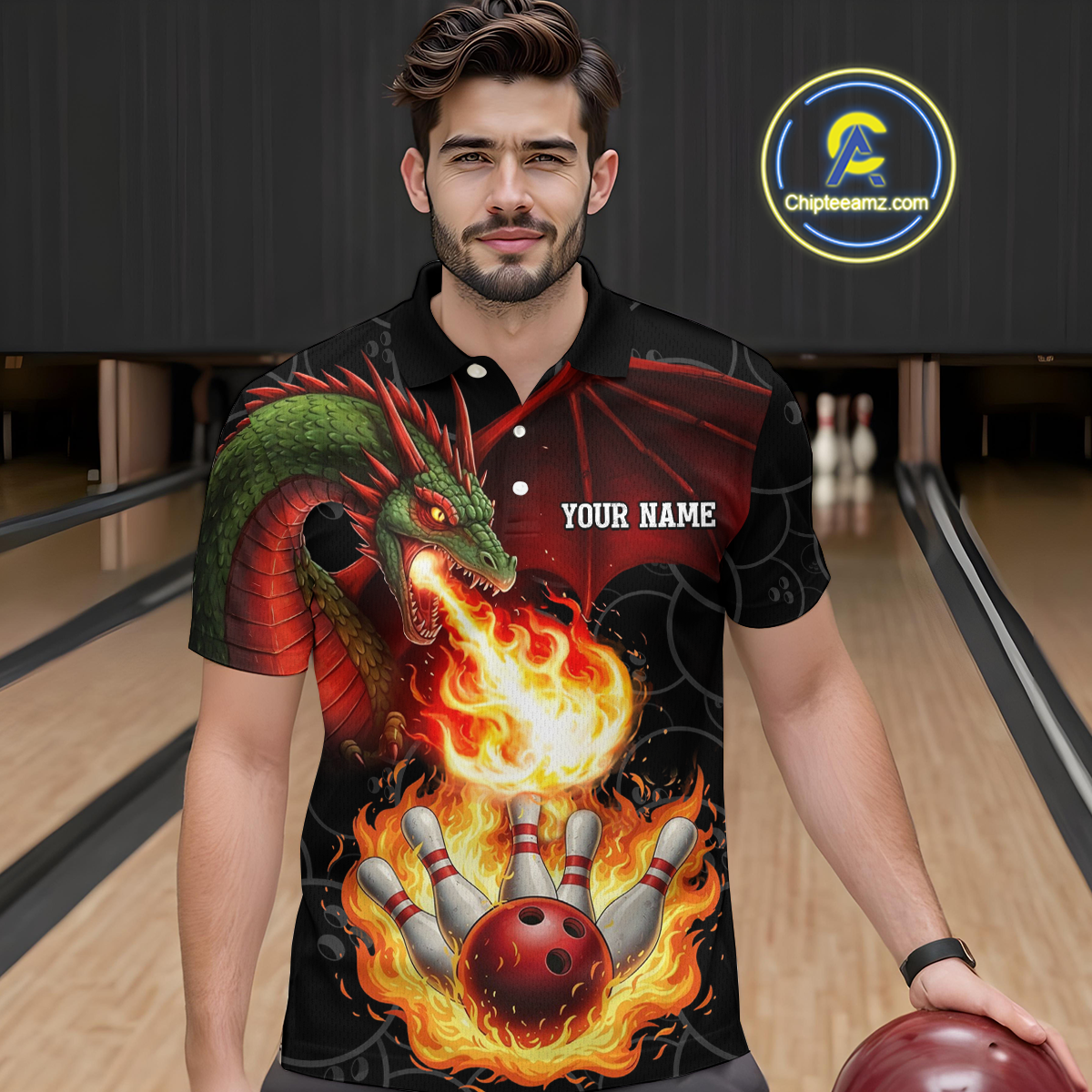 Flaming Dragon Bowling Shirt Custom for Men Women Bowling Team League MBL88