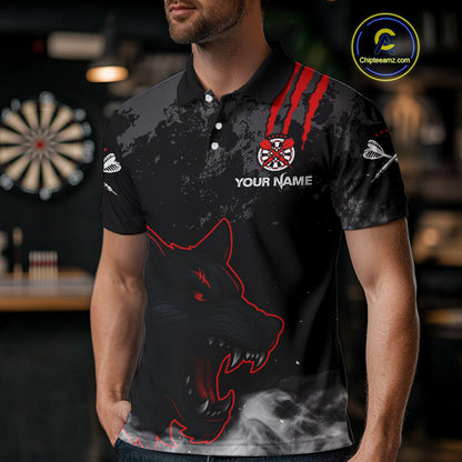 Black Darts Wolf Shirt Grunge Pattern For Men - Custom Team & Player Name NYN0353