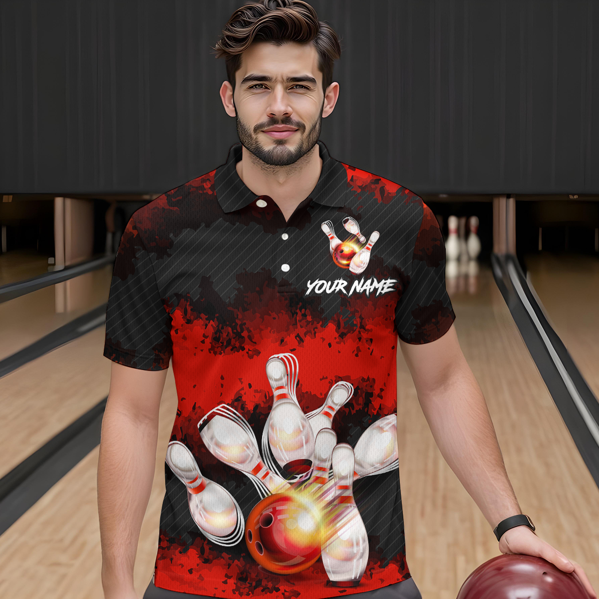 Customize Red Bowling Shirts for Men Women Team Bowling Polo & 1/4 Zip Shirts MBL81