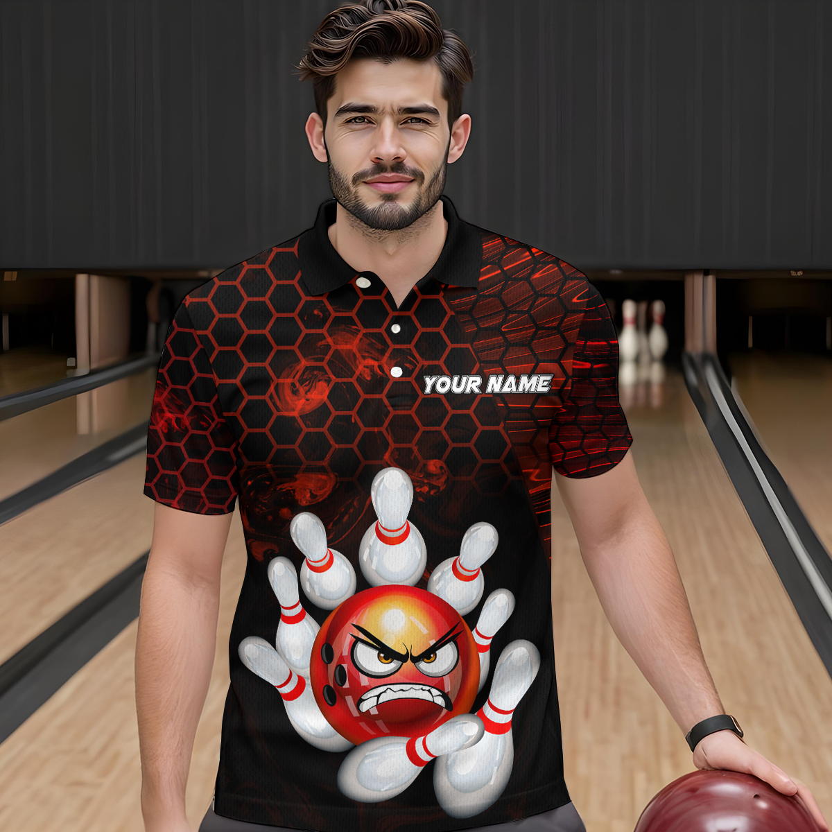 Angry Pin Red Bowling Shirts Custom Bowling Jersey for Men Women and Team MBL69
