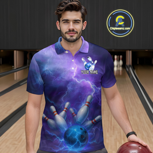 Custom Purple Lightning Bowling Shirts for Men Women Team MBL157