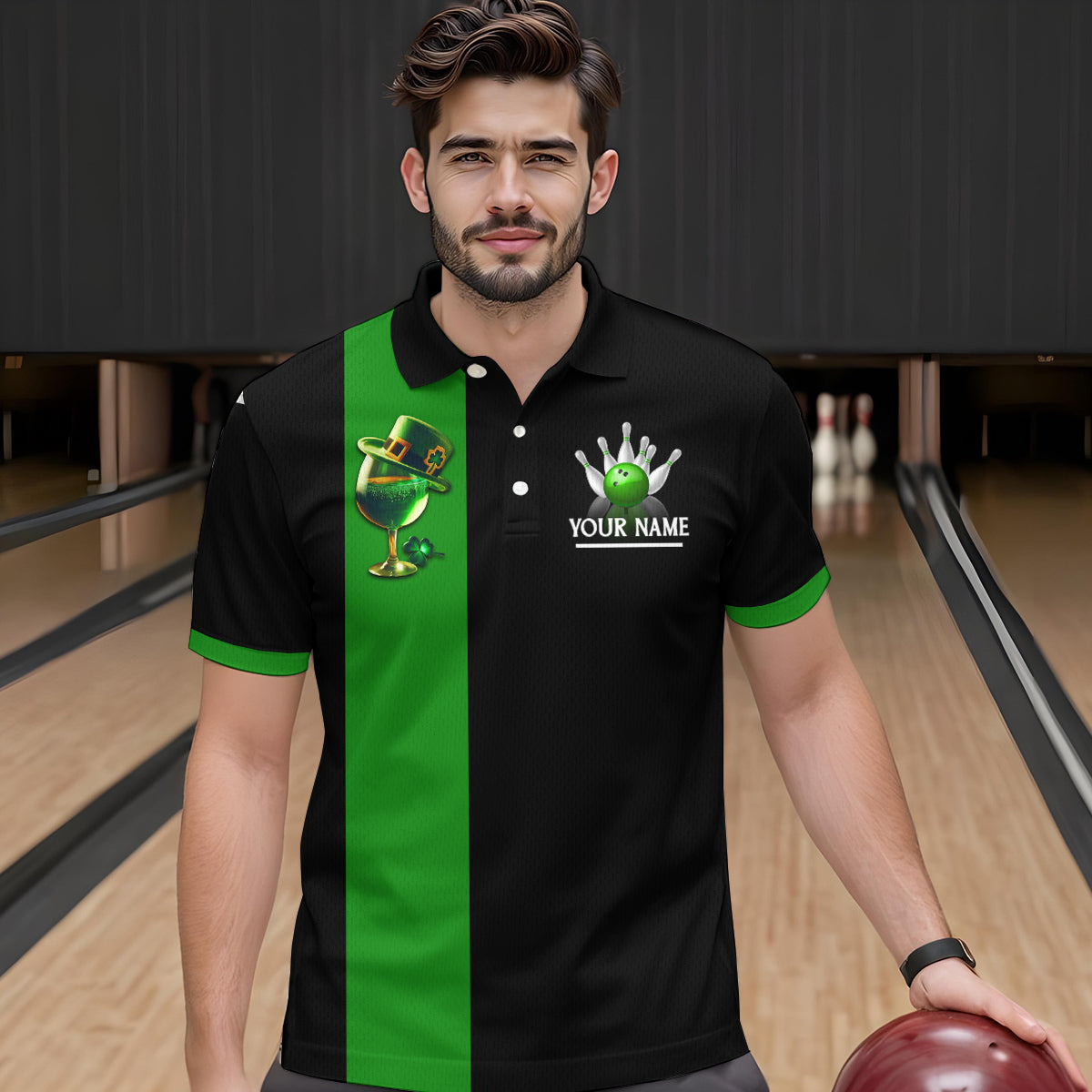Green Bowling Shirt Custom St Patrick Day for Men Women Polo Bowling Jersey QZT622