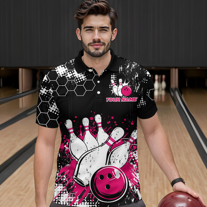 Pink Watercolor Bowling Shirts Men Women Team Custom Bowling Polo & 1/4 Zip Shirt MBL60