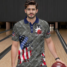Load image into Gallery viewer, American Flag Bowling Shirt for Men and Women Patriotic Bowling Jere for Bowlers MBL38