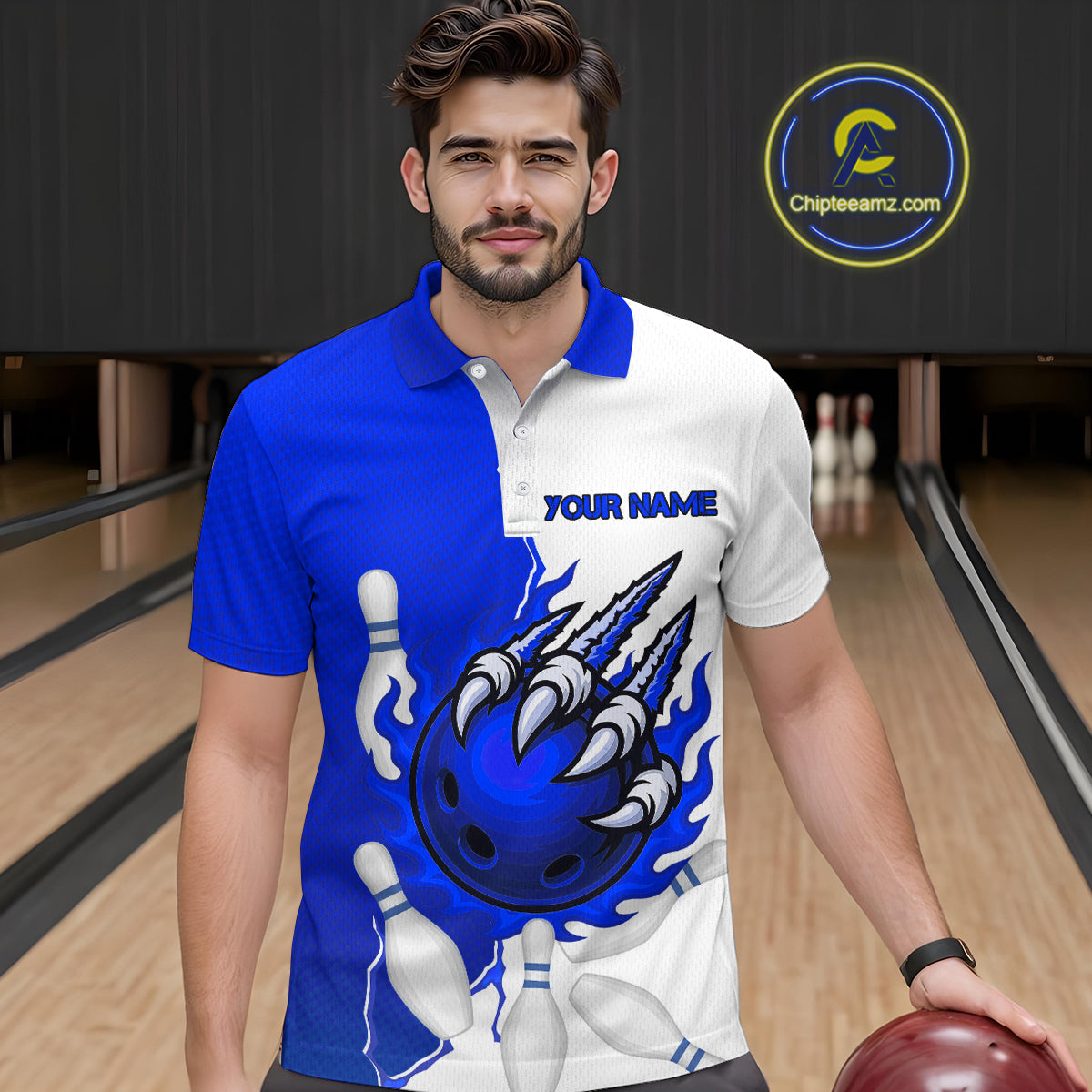 Custom Sharp Claws Bowling Shirt Blue Men Women Team Bowling Flaming Jerseys MBL91