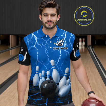 Blue Thunder Lightning & Lava Bowling Shirt for Men Women Team Bowling Jersey MBL92