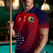Load image into Gallery viewer, Personalized US Flag Billiard 8 Ball &amp; 9 Ball Pool Polo, 1/4 Zip For Men, Billiard Team Jersey TDM3800