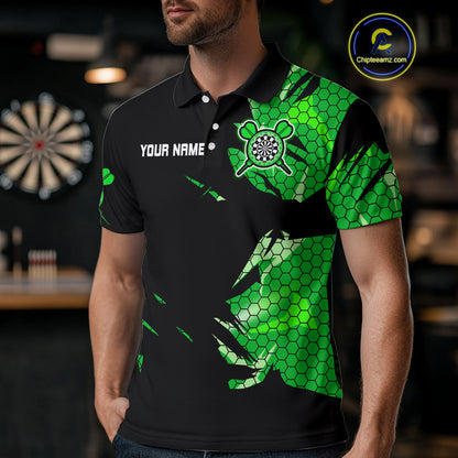 Custom Men's Darts Jersey Green Lightning Dartboard With Halftone Pattern NYN0276