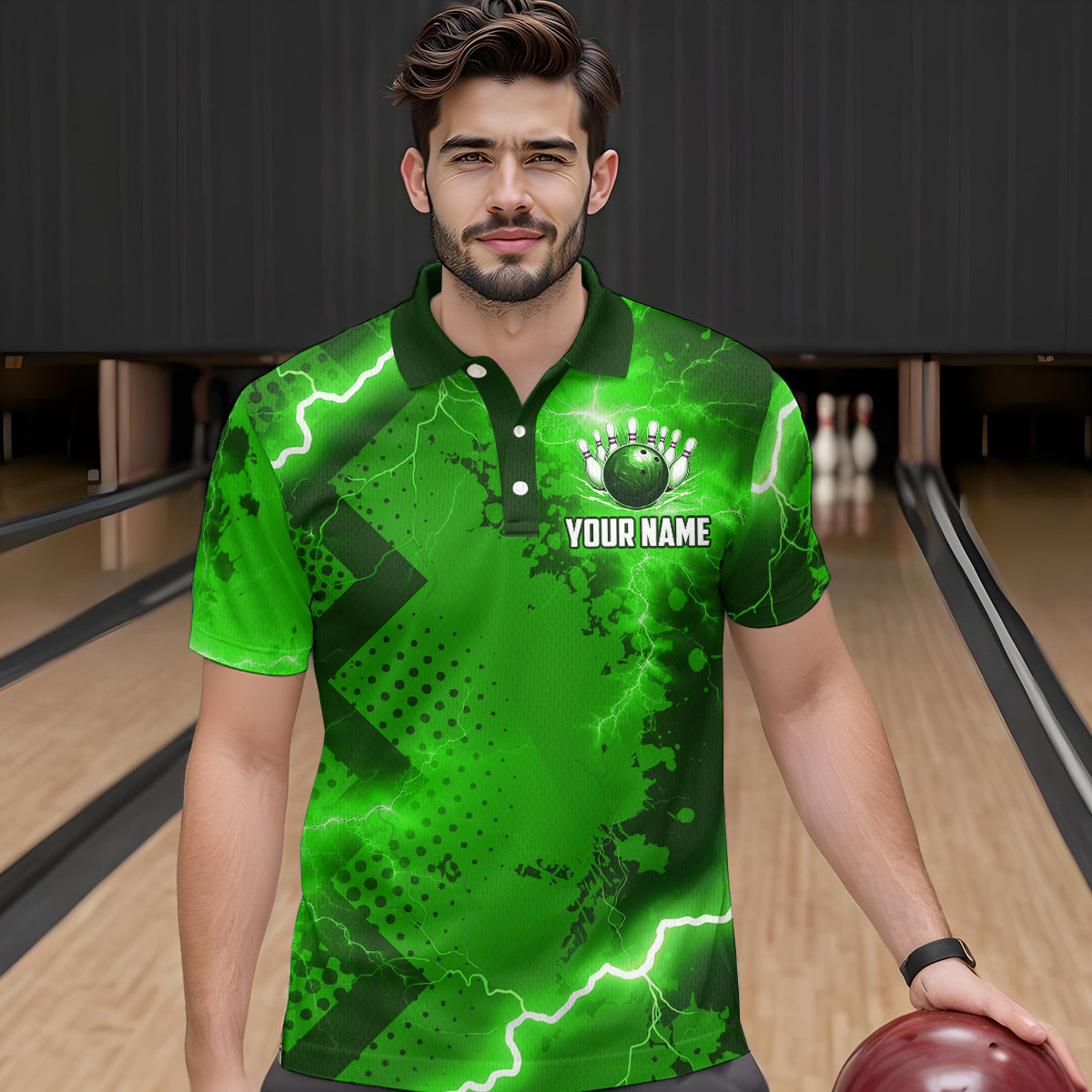 Thunder Lightning Bowling Shirt Green Bowling Jersey Men Women Team Bowling Shirts MBL64