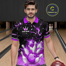 Load image into Gallery viewer, Purple Dragon Flaming Bowling Shirt for Men and Women Custom Bowling Jersey for Team MBL87