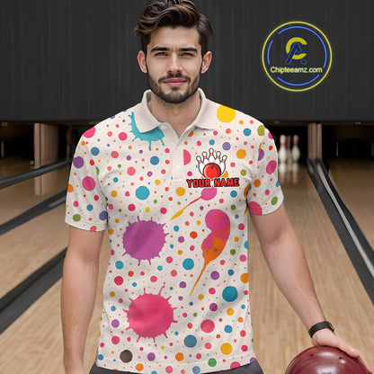 Ink Watercolor Pink Bowling Shirt for Men Women Custom Team Bowling Jerseys MBL103