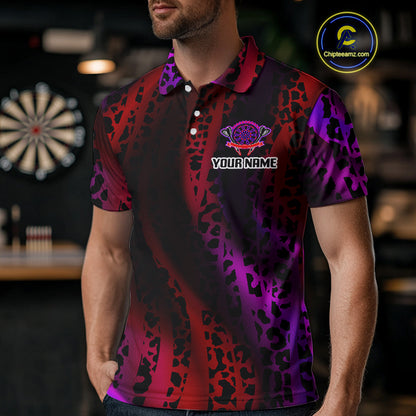 Men's Custom Darts Team Shirt - Wildlife Print With Trophy & Neon Dartboard NYN0322