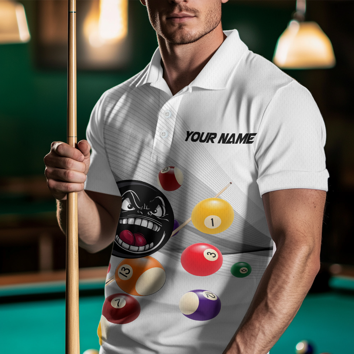 Billiard Jerseys Funny 8 Ball Billiard for Men Team Polo & 1/4 Zip Shirt Billiard Gifts NNT22