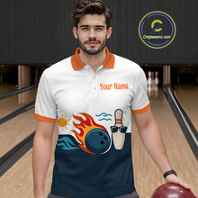 Load image into Gallery viewer, Personalized Flame Bowling Shirt Polo Bowling Summer with Team Name Gift for Bowlers QZT697