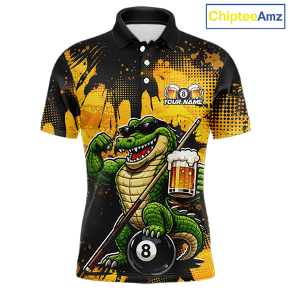 Custom Beer Alligator 8 Ball Pool Shirts Billiard Shirt for Men Billiard Team Jersey Billiard League NNT182