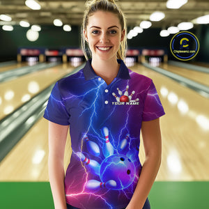 Purple Lightning Bowling Shirts for Men Women Custom Team Bowling Jerseys MBL155