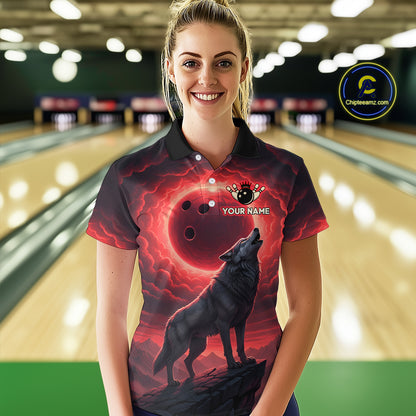Wolf Bowling Shirts for Team Women Men Custom Bowling Jersey Bowl Polo&1/4 Zip MBL238