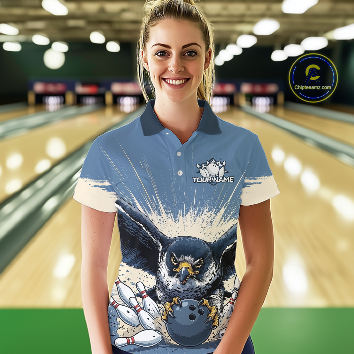 Custom Funny Falcon Bowling Jersey for Women Unisex Bowling Shirts for Team Polo & 1/4 Zip HNT244