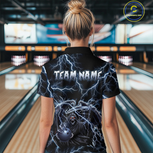 Load image into Gallery viewer, Custom Thunder Skeleton Bowling Jersey for Women Polo &amp; 1/4 Zip Bowling Team Shirts HNT152