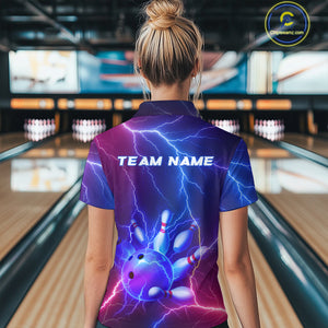 Purple Lightning Bowling Shirts for Men Women Custom Team Bowling Jerseys MBL155