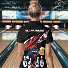 Load image into Gallery viewer, Custom Red Beer Bowling Jersey for Women Bowling Team Shirts Bowling Uniform Polo &amp; 1/4 Zip HNT133