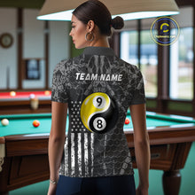 Load image into Gallery viewer, Custom US Eagle 8 9 Ball Yin Yang Billiard Shirts for Women Billiard Team Shirts Billiard League Polo &amp; 1/4 Zip NNT91
