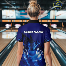 Load image into Gallery viewer, Blue Bowling Shirts for Team Women Men Custom Wolf Bowling Jerseys for Couples MBL202
