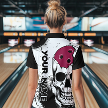 Load image into Gallery viewer, Personalized Bowling Shirt Skull Bowling Team Jersey Polo Shirt for Women QZT275