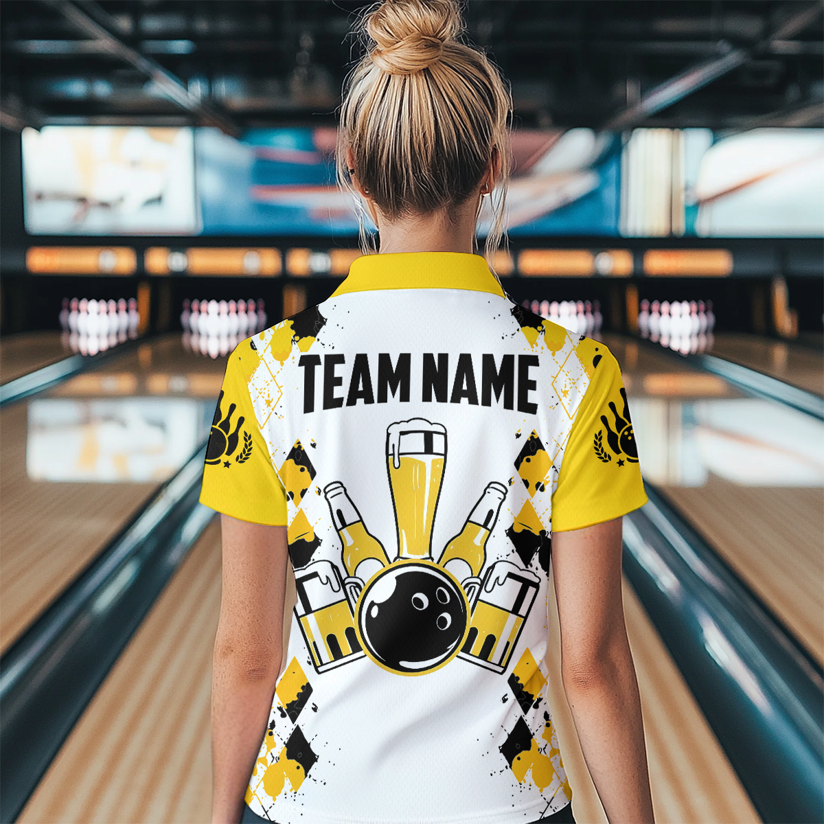 Personalized Beer Bowling Team Jerseys Unisex Polo Bowling Shirt for Men Women QZT542