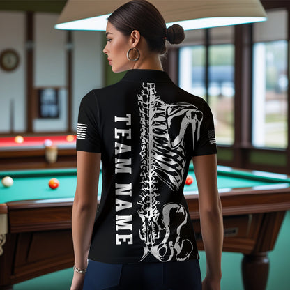 Custom Skull Bone 8 Ball Billiard Shirts for Women Billiard Team Jerseys Polo & 1/4 Zip Shirts NNT47
