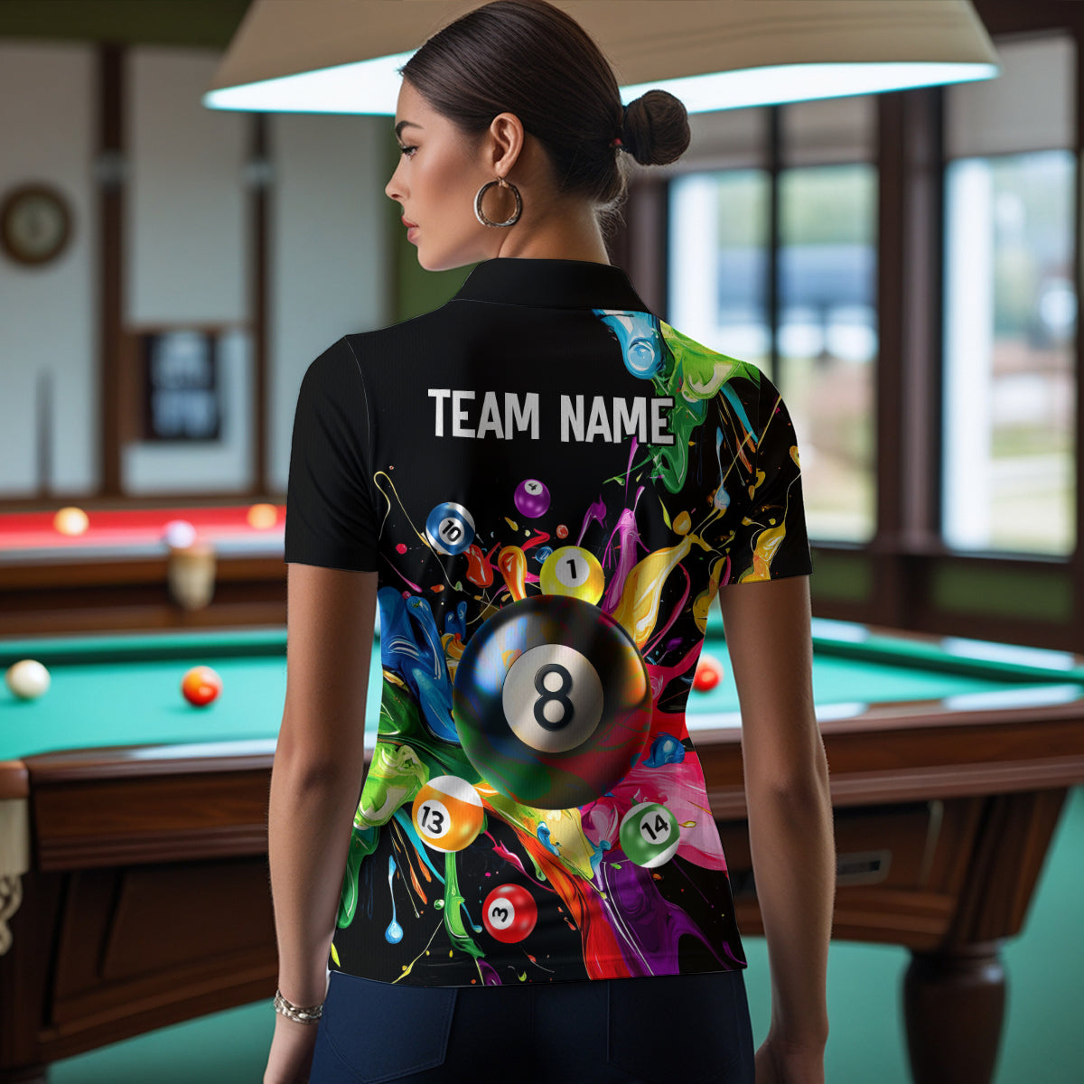 Colorful Ball Billiard Jersey Personalized Billiard Shirt for Women, Billiard Team Jersey Polo & 1/4 Zip NNT31