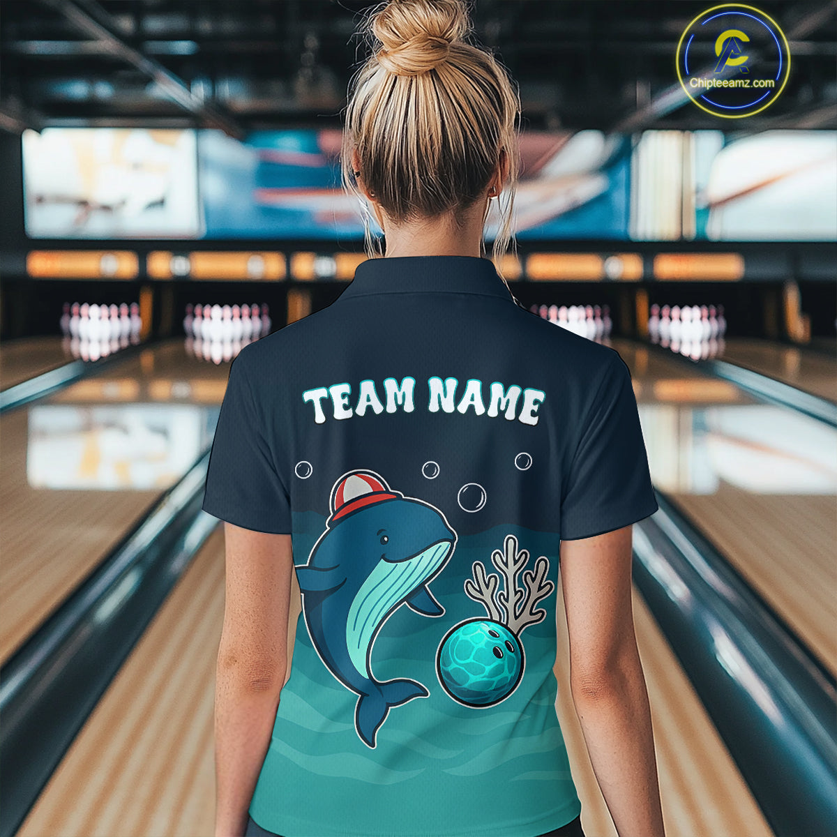 Custom Dolphin Bowling Shirt Summer Bowling Team League Polo Bowling Outfit QZT699