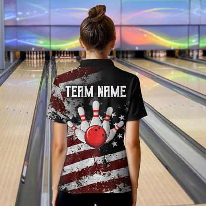 Custom US Eagle Bowling Jersey for Women Bowling Team Shirts Bowling Uniform Polo & 1/4 Zip HNT160
