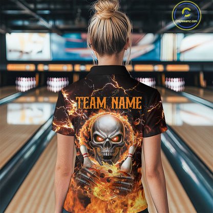Skull Bowling Shirt Custom Thunder Flaming Bowling Jersey for Men Women Team MBL85