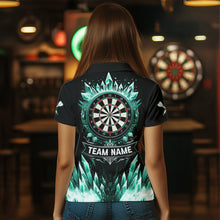 Load image into Gallery viewer, Personalized Turquoise Icy Dartboard Custom Darts Polo &amp; Quarter Zip For Women, Team Dart Jerseys TDM3670