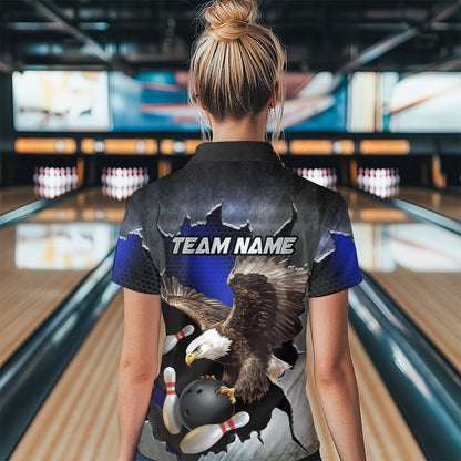 Custom Eagle Blue Bowling Shirt for Men Women Team Eagle Bowling Jersey Shirts MBL77