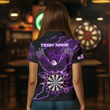 Load image into Gallery viewer, Personalized Thunder Lightning Eagle Purple Darts Shirt Polo &amp; Quarter Zip For Women Dart Team Jersey TDM3578