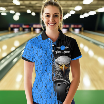 Blue Eagle Bowling Custom Women Bowling Shirt Polo & Quarter-Zip Bowling Team Jerseys HNT49