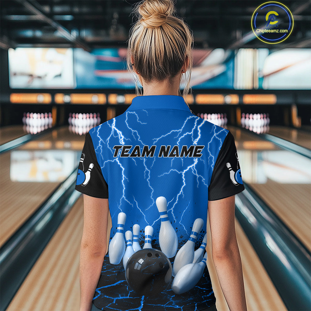 Blue Thunder Lightning & Lava Bowling Shirt for Men Women Team Bowling Jersey MBL92
