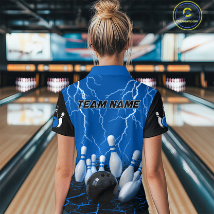 Blue Thunder Lightning & Lava Bowling Shirt for Men Women Team Bowling Jersey MBL92