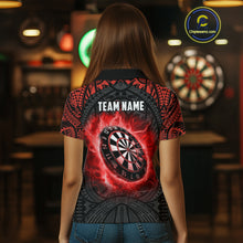 Load image into Gallery viewer, Personalized Red Black Tribal Pattern Darts Polo &amp; 1/4 Zip Custom Dart Shirt For Women, Dart Jerseys TDM4141