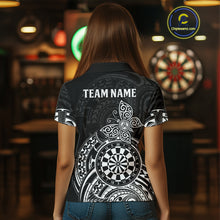 Load image into Gallery viewer, Custom White Black Tribal Dartboard Butterfly Darts Shirts For Women, Darts Team Jerseys Outfit TDM3988