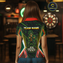 Load image into Gallery viewer, Green Skeleton With Urban Neon Women's Dart Shirt - Custom Name For Darts Jersey NYN0430