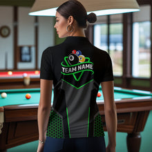 Load image into Gallery viewer, Personalized Billiard 8 Ball &amp; 9 Ball Pool Polo, 1/4 Zip For Women Custom Team Billiard Jersey |Green TDM3581