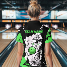 Load image into Gallery viewer, Custom Green Butterflies Bowling Shirt for Men Women Team Bowling Polo&amp;Quater Zip MBL76