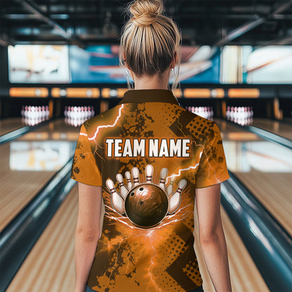 Thunder Lightning Bowling Shirt Orange Bowling Jersey Men Women Team Bowling Shirts MBL64