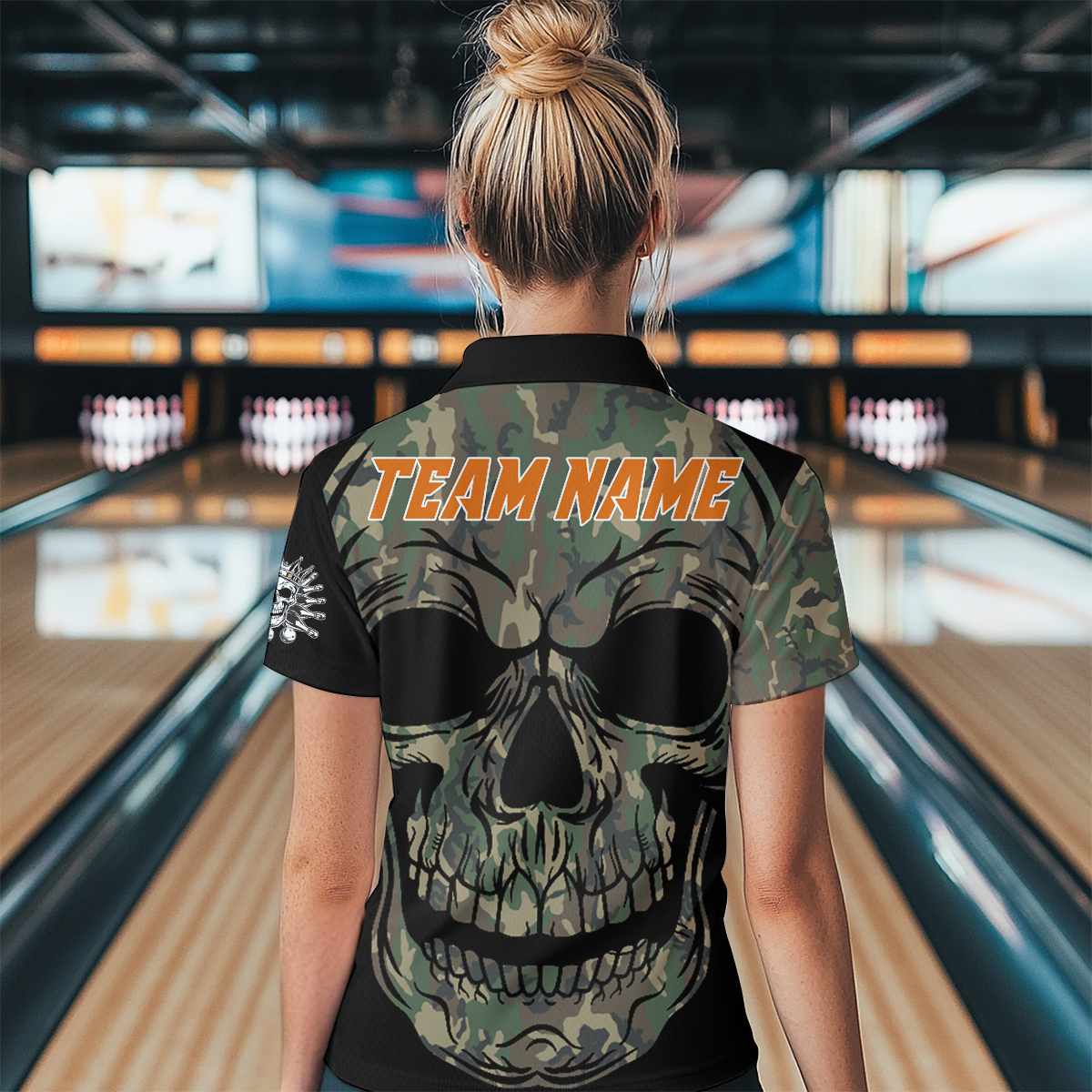 Camo Bowling Shirt Custom Skull Bowling Jersey Women Bowling Polo Shirt For Team BDT284