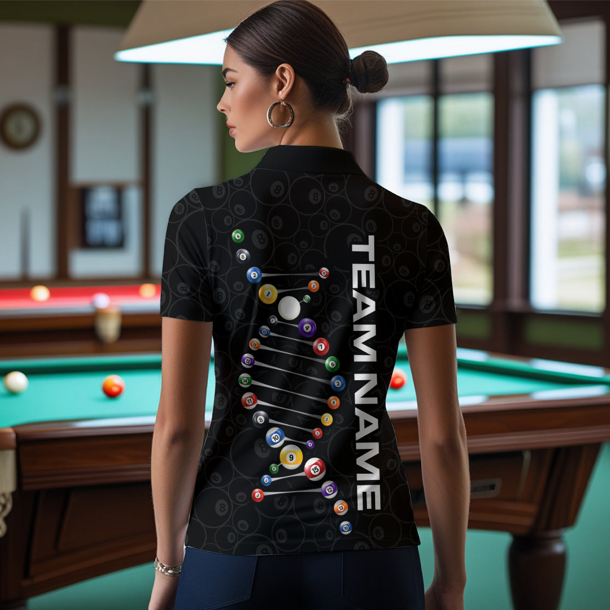 Personalized Billiard Jersey DNA 8 Ball Pool Women Billiard Shirt for Women Team Polo & 1/4 Zip NNT35